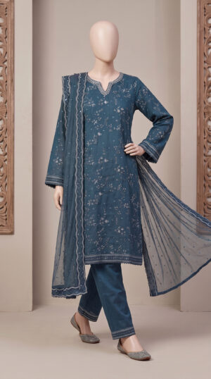 Blue Dianne - 3 Piece Cotton Suit-Embroidered-Stitched